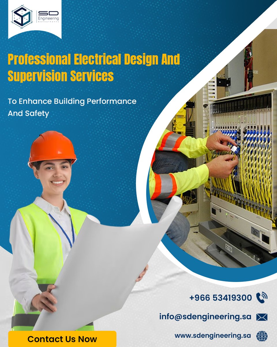 SD__Engineering's tweet image. Ensure safety &amp;amp; efficiency with our Electrical Design &amp;amp; Supervision Services Reliable, compliant solutions for residential, commercial, and industrial projects.
sdengineering.sa

#ElectricalDesign #EngineeringSolutions #BuildingSafety #ElectricalSupervision