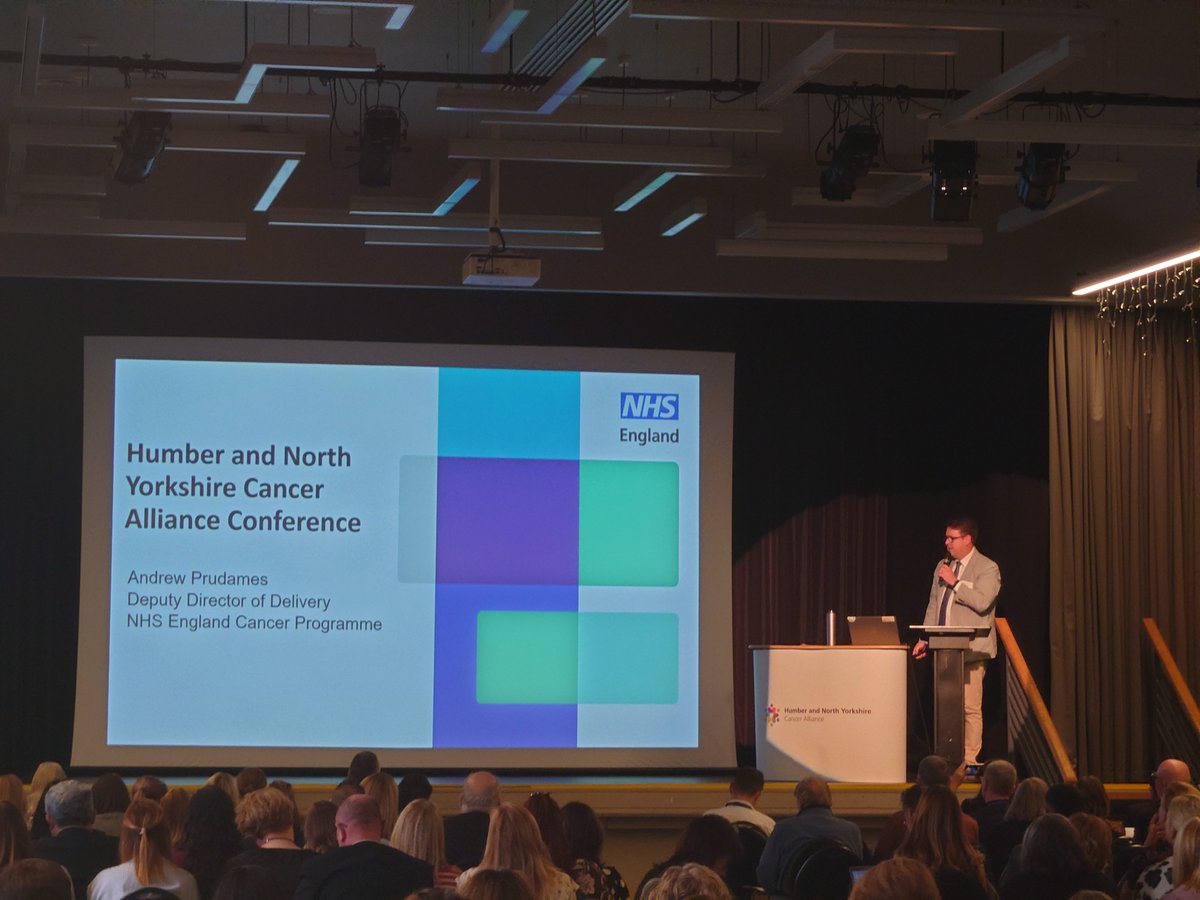 Andrew Prudames, Deputy Director of Delivery, National Cancer Programme, at <a href="/NHSEngland/">NHS England</a>  our first speaker at the <a href="/HNYCancer/">Humber and North Yorkshire Cancer Alliance</a> #annualconference  talking about #NHS national cancer programme overview #nhsengland #cancer