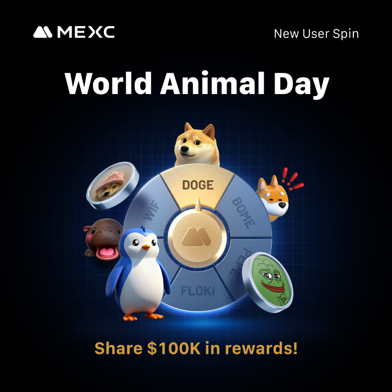 MEXC's tweet photo. 🐾 World Animal Day Lucky Wheel is LIVE on #MEXC

🎡 Grab your share of $10,000 in hot token rewards. And win up to 5,400 $DOGE!

👇️ Spin, win, and let your favorite animal guide you to rewards!