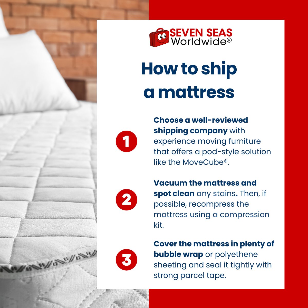 Planning an overseas move and want to take your bed with you? 😴✨ Sleep easy as this article explains how to ship a mattress internationally, from packing it properly to choosing the best transport option 👉 sevenseasworldwide.com/need-help/pack…
#internationalremovals #expatlife