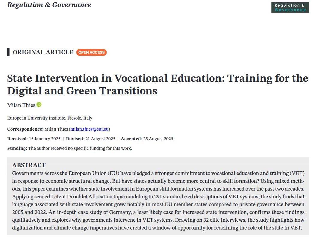 Do governments support citizens’ up- &amp; reskilling in the face of structural change? 

Yes! My new article shows that EU governments play a more central role in education &amp; training &amp; explains why

Read the article in open access: doi.org/10.1111/rego.7…
