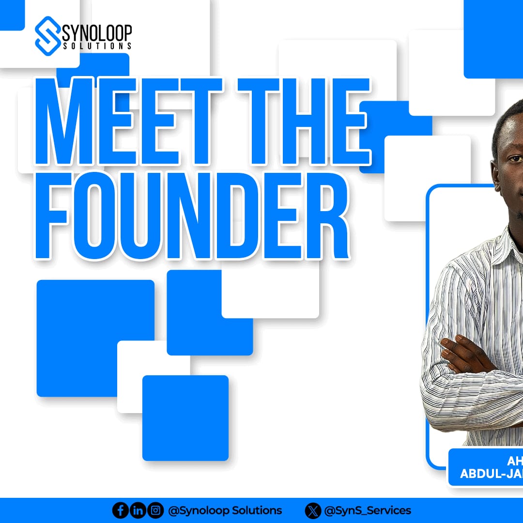 SynS_services's tweet image. What inspires a founder to turn challenges into solutions? 💭 Meet Ahmed Abdu-Jalal Adewale, the visionary behind Synoloop Solutions. 🚀
#MeetTheFounder #Innovation
#Synoloopsolutions
#TechLeadership