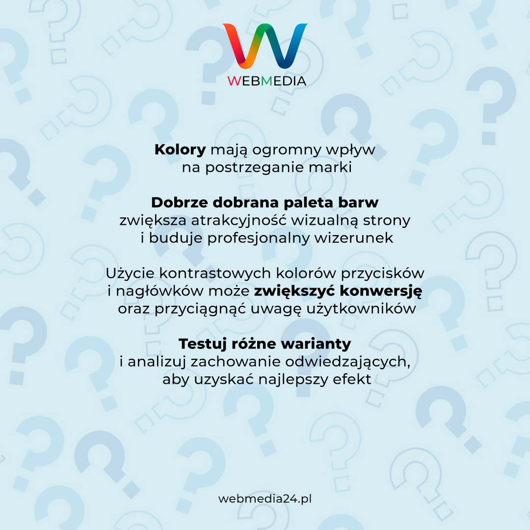 Webmedia_24's tweet image. 🎨 Kolory mają ogromny wpływ na postrzeganie marki. Dobrze dobrana paleta barw zwiększa atrakcyjność wizualną strony i buduje profesjonalny wizerunek.

#webmedia #kolory #designstrony #branding #stronywww #stronainternetowa #wizualizacja