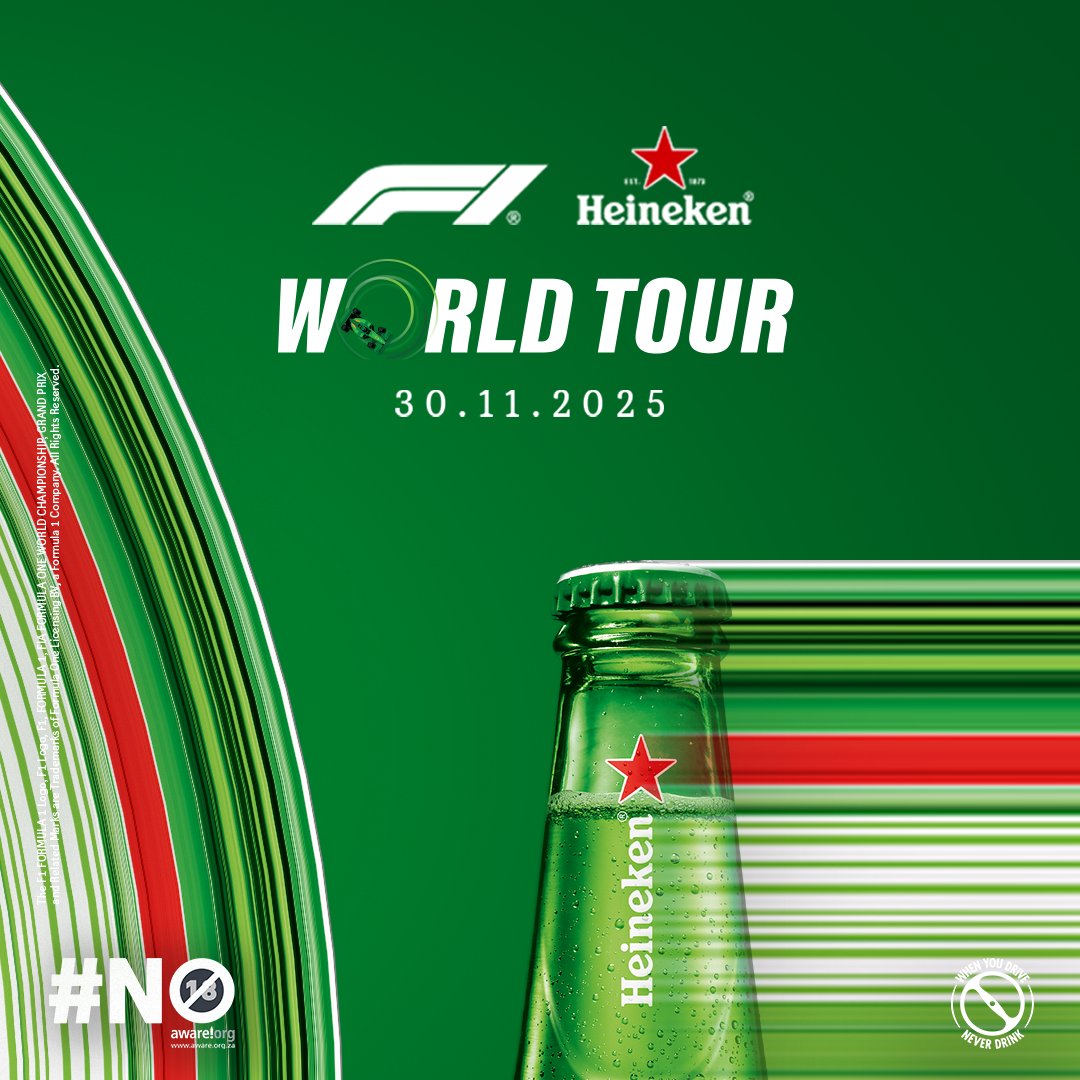 Heineken_SA's tweet image. The world tour is coming to Cape Town, South Africa. Look out for ticket sales, coming soon. 
#HeinekenSA #F1 #MoreThanARace