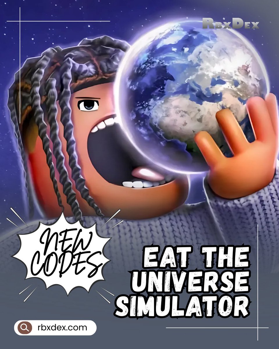 rbxdex's tweet photo. 🌌 Hungry for power?

Redeem the newest Roblox Eat the Universe Simulator codes and gobble up free boosts, coins, and cosmic rewards! 🚀✨

🔗 https://t.co/D7T08NeaOi

#Roblox #EatTheUniverseSimulator #RobloxCodes #GalaxyAdventure #FreeRewards #UniverseEater #RobloxTips #CodeHunt https://t.co/W5aX0HkKxe