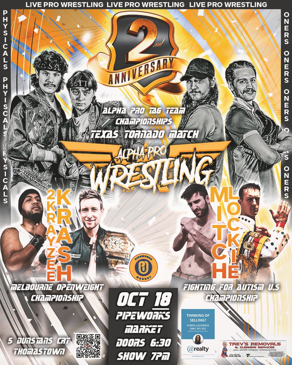 OUR 2ND ANNIVERSARY!  Have you got your tickets yet? Get your tickets down below!!
Buy here:   events.humanitix.com/alpha-pro-wres…