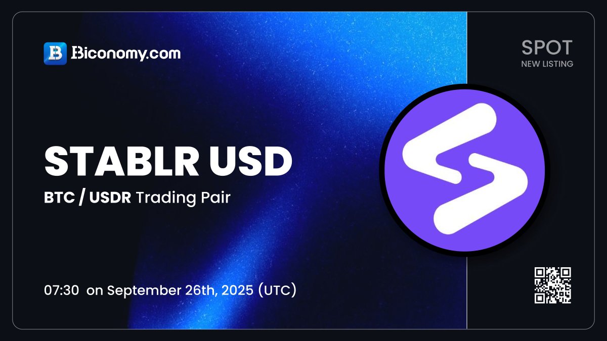 🚀NEW LISTING🔥 $USDR

We are excited to announce that <a href="/StablRUSD/">StablR USD</a> will be listed on Biconomy.com! The #BTC / #USDR spot trading pair will be available on September 26, 2025, 07:30(UTC)🔥

About #StablRUSD：
"StablR USD (USDR) is a MiCAR compliant US Dollar-backed