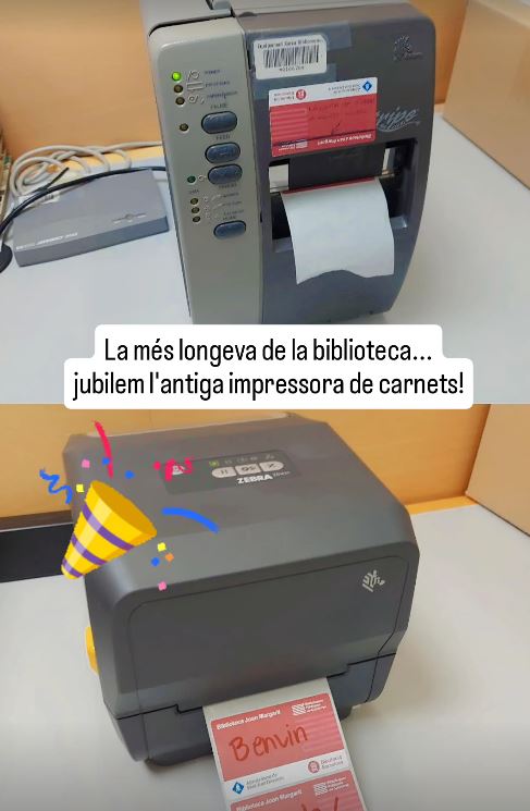 BibJoanMargarit's tweet photo. Ja tenim la nova impressora de carnets!
🪪🖨️🎉
#BJM #BibliotequesXBM #impressora #carnets #jubilació #SantJust https://t.co/OjIrncaY4i