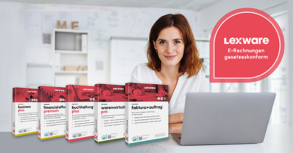 +++Handelspartner aufgepasst+++
Ab 2025 sind E-Rechnungen im B2B-Bereich Pflicht. Es gibt Übergangsfristen bis 2028. Lexware bietet einfache Lösungen dafür, ob per Desktop-Programm oder Cloud-Lösung Lexware Office.
Mehr Infos: tinyurl.com/24uudlky