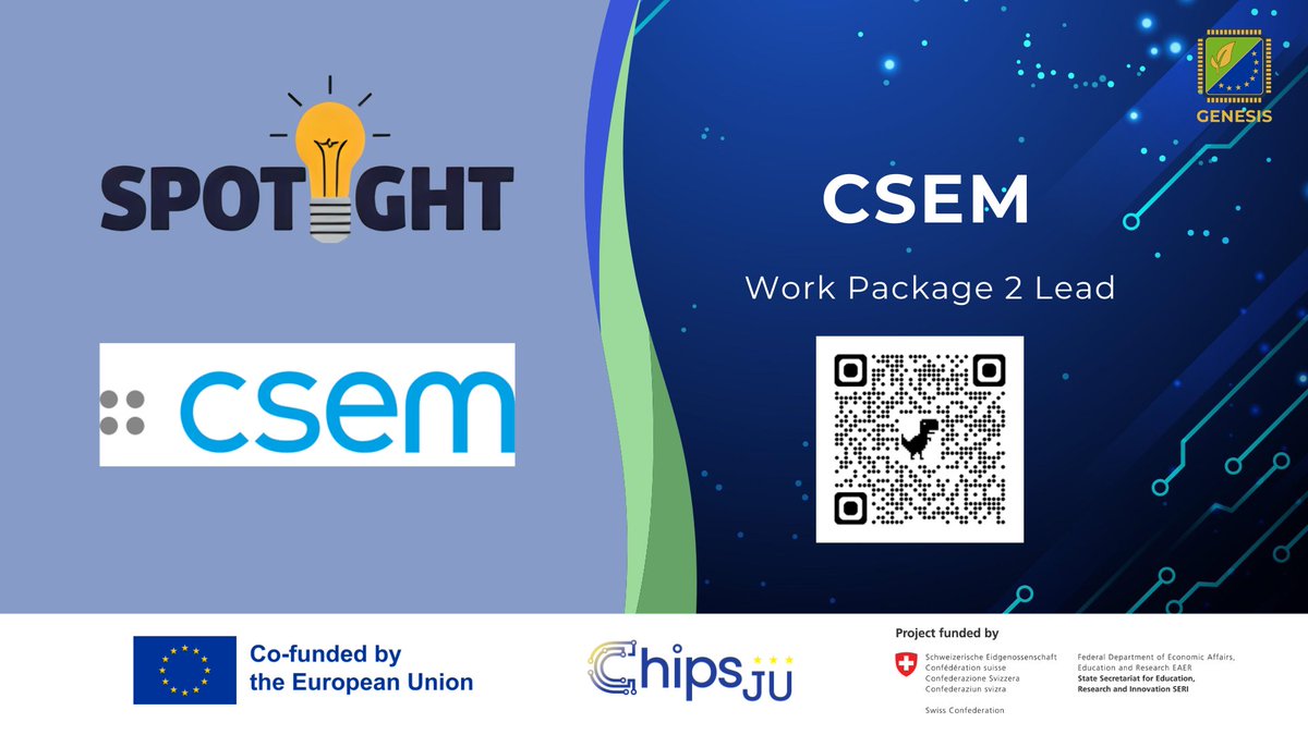 Genesis_Eu_'s tweet photo. 🌍✨ #SpotlightThursday: @CSEMInfo  🇨🇭

In #GENESISEU, @CSEMInfo focuses on:
• Eco-friendly DRIE technology
• PFAS sensor development
• Encapsulation &amp; coatings for microsystems 
👉 https://t.co/L36MGFnnwR | https://t.co/JjurdGVyQm

#Semiconductors #Sustainability #Innovation https://t.co/cNyzOsa2cl