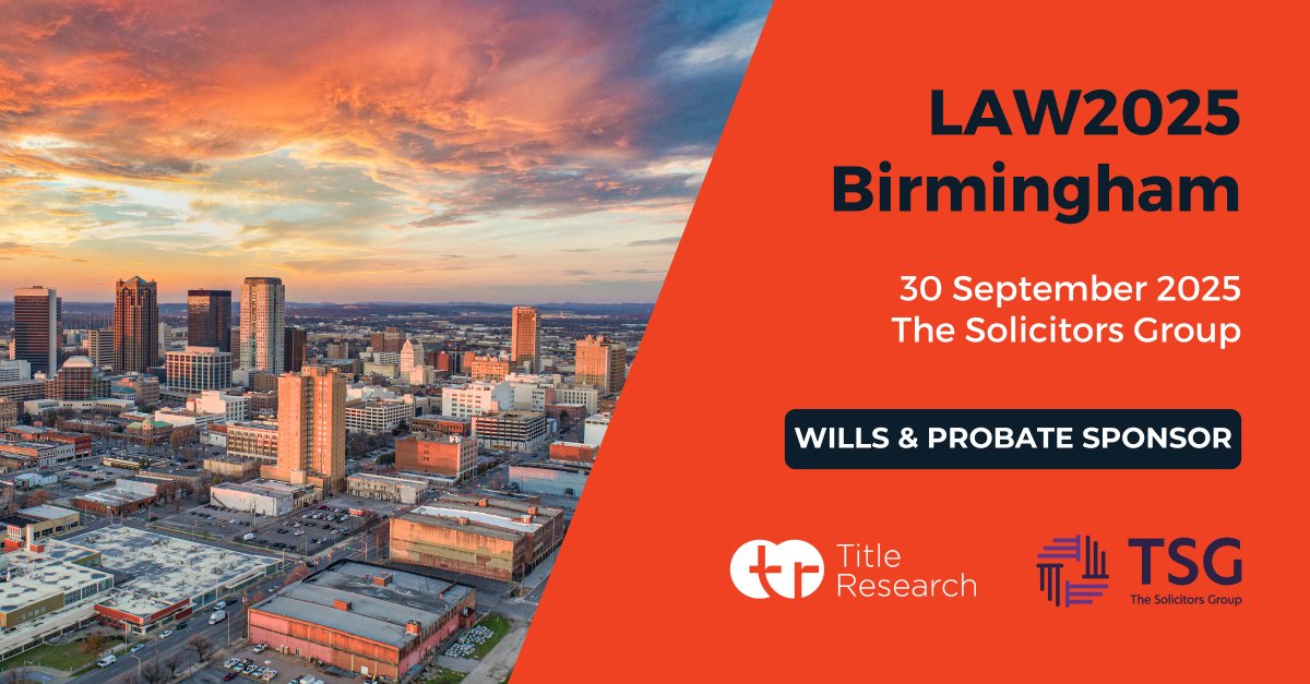 The <a href="/solicitorsgroup/">The Solicitors Group</a> #LAW2025Birmingham event is nearly here!⚖️

We're proud #WillsandProbate sponsors and exhibitors. Visit us at the #TitleResearch stand to discuss #ProbateGenealogy and #AssetRepatriation.👋

🎟️ Book your place now:
eu1.hubs.ly/H0n3fs80

#LAW2025 #TSG2025