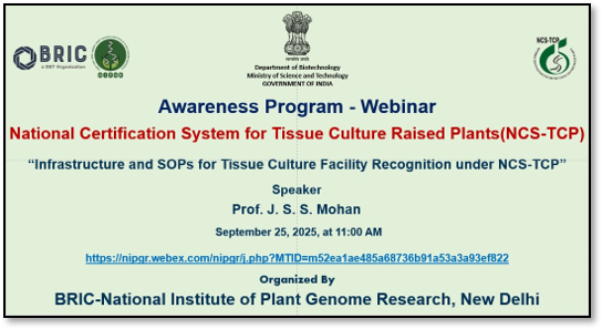 BRIC-NIPGR (@nipgrsocial) on Twitter photo Our #NCS-TCP webinar on ‘Infrastructure & SOPs for Tissue Culture Facility Recognition’ concluded successfully. Thanks, Prof. JSS Mohan, for the excellent talk, and heartfelt thanks to all participants for your engagement!
<a href="/DBTIndia/">Department of Biotechnology</a> @rajesh_Gokhale <a href="/DrManojModi1/">Dr. Manoj Modi</a> <a href="/AshutoshNIPGR/">Ashutosh Pandey</a> Our #NCS-TCP webinar on ‘Infrastructure & SOPs for Tissue Culture Facility Recognition’ concluded successfully. Thanks, Prof. JSS Mohan, for the excellent talk, and heartfelt thanks to all participants for your engagement!
<a href="/DBTIndia/">Department of Biotechnology</a> @rajesh_Gokhale <a href="/DrManojModi1/">Dr. Manoj Modi</a> <a href="/AshutoshNIPGR/">Ashutosh Pandey</a>