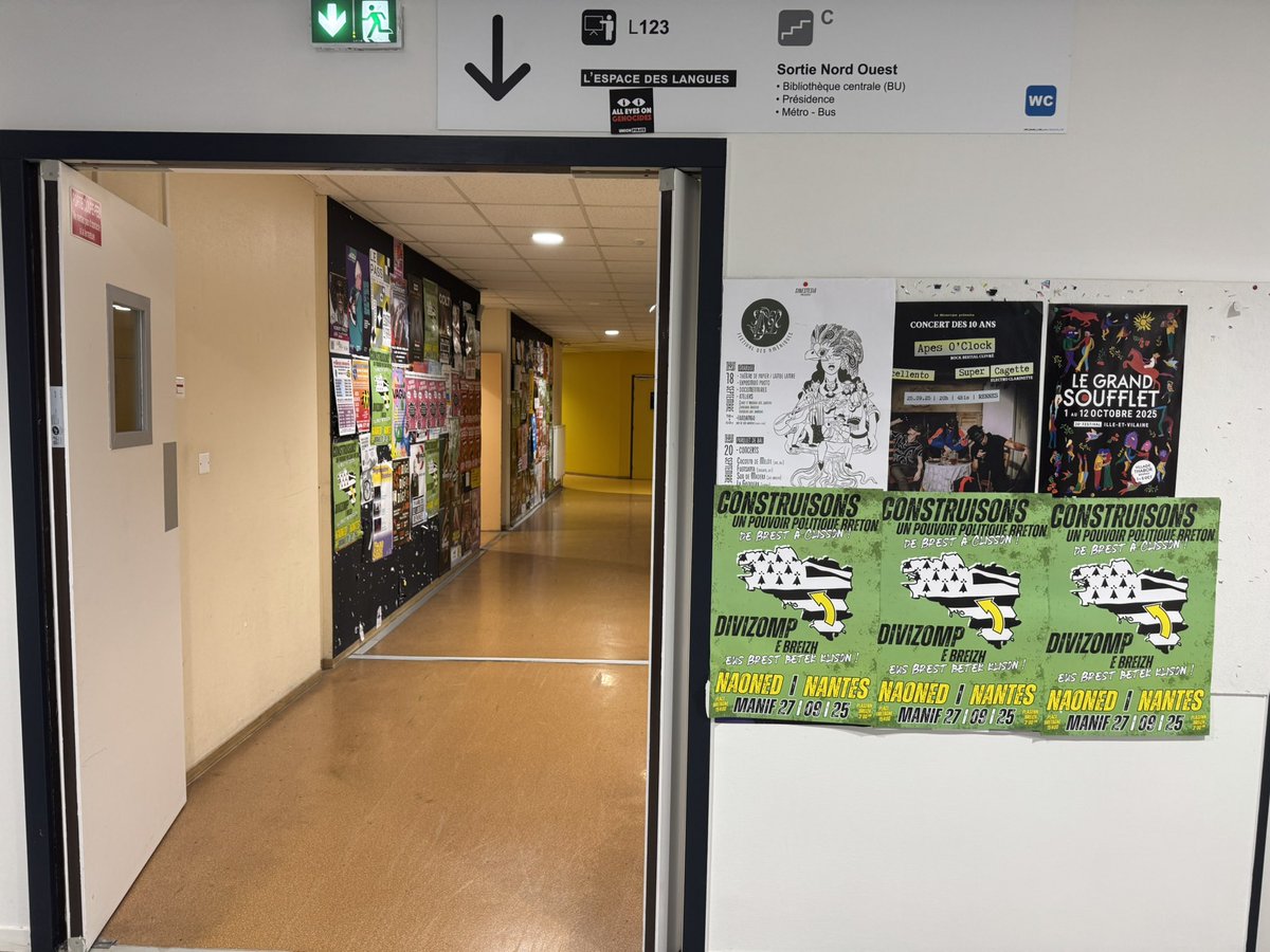 E Skol-Veur #Roazhon 2 ivez e vez gwelet ar c'houlzad evit ur galloud politikel e #Breizh deus Brest betek Klison ! Bezomp niverus disadorn e #Naoned evit difenn hor gwirioù demokratel ! #Bzhg

La campagne pour un pouvoir politique breton s'affiche aussi à #Rennes 2 !  #Bretagne