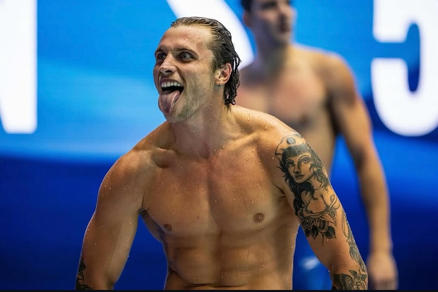 Olympic Champion Caeleb Dressel has been spotted in California, training with US Olympian Michael Andrew and Canadian and Italian Olympian Santo Condorelli.