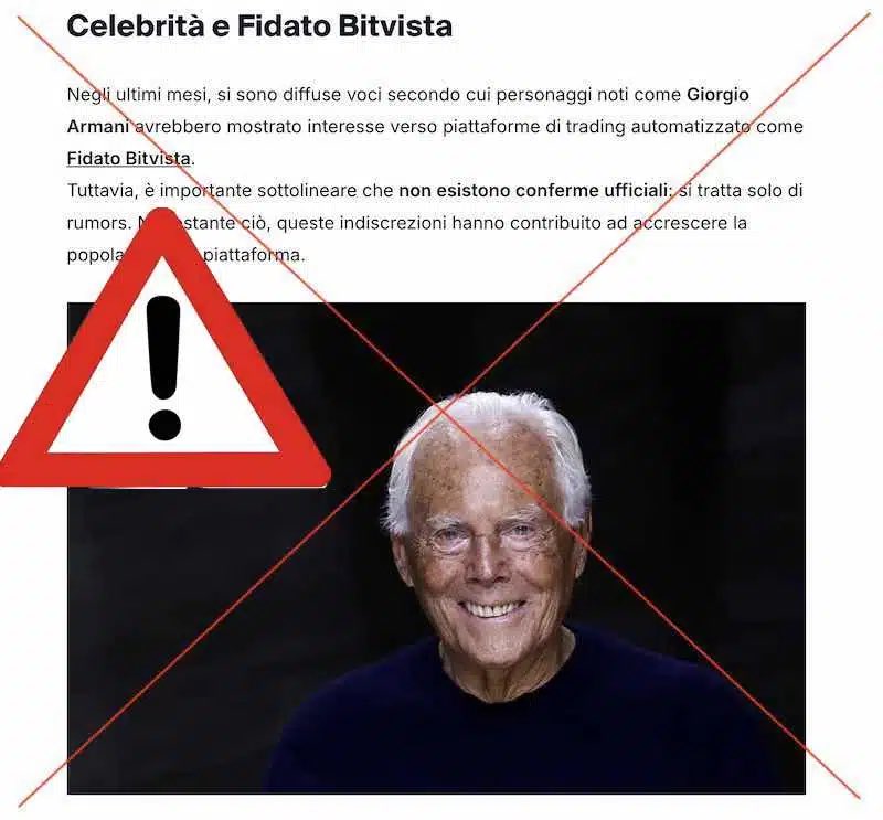 lecriptovalute's tweet image. Fidato Bitvista TRUFFA? Opinioni e Recensioni negative: Armani NO!
Non c’entra nulla! Abbiamo scoperto che Giorgio é… lecriptovalute.org/fidato-bitvist…