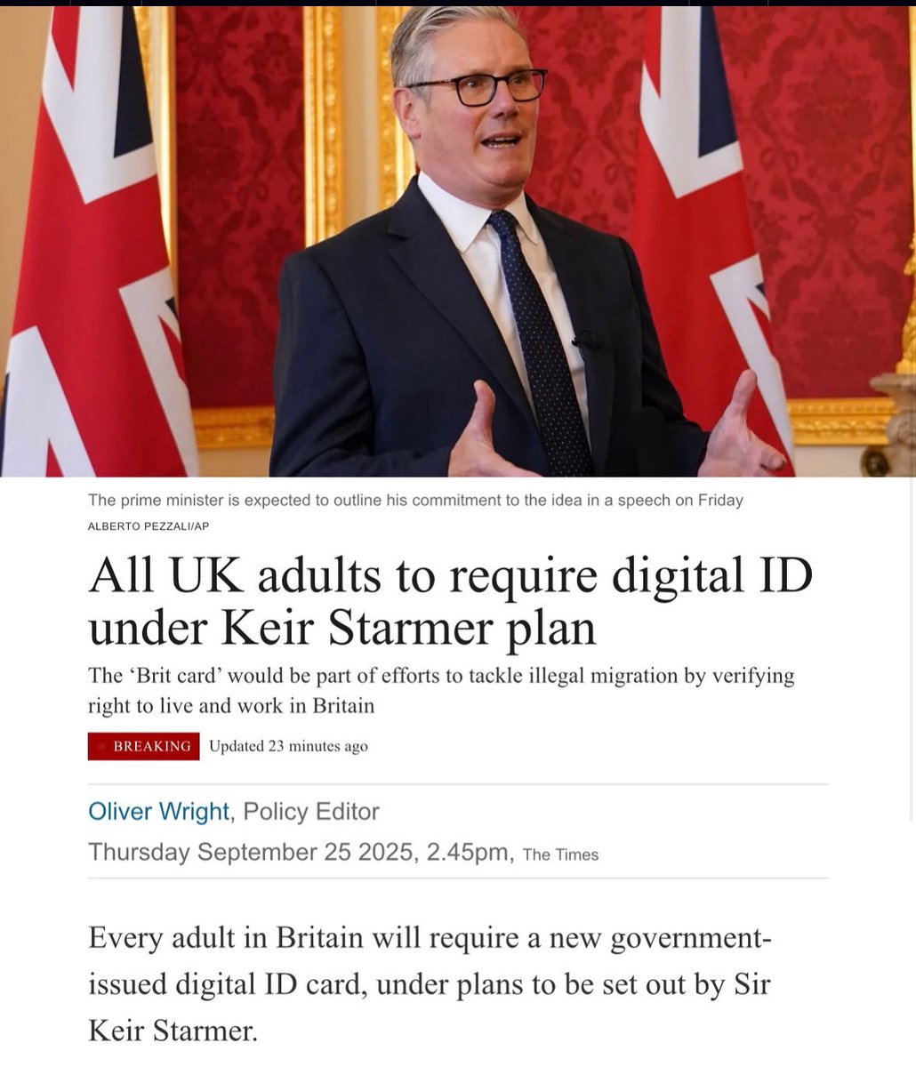 Keir Starmer said on the 5th July 2024 (when he became Prime Minister):  

“We will tread more lightly on your lives.”

And yet, he will announce universal digital ID tomorrow. 

Shameful duplicity.