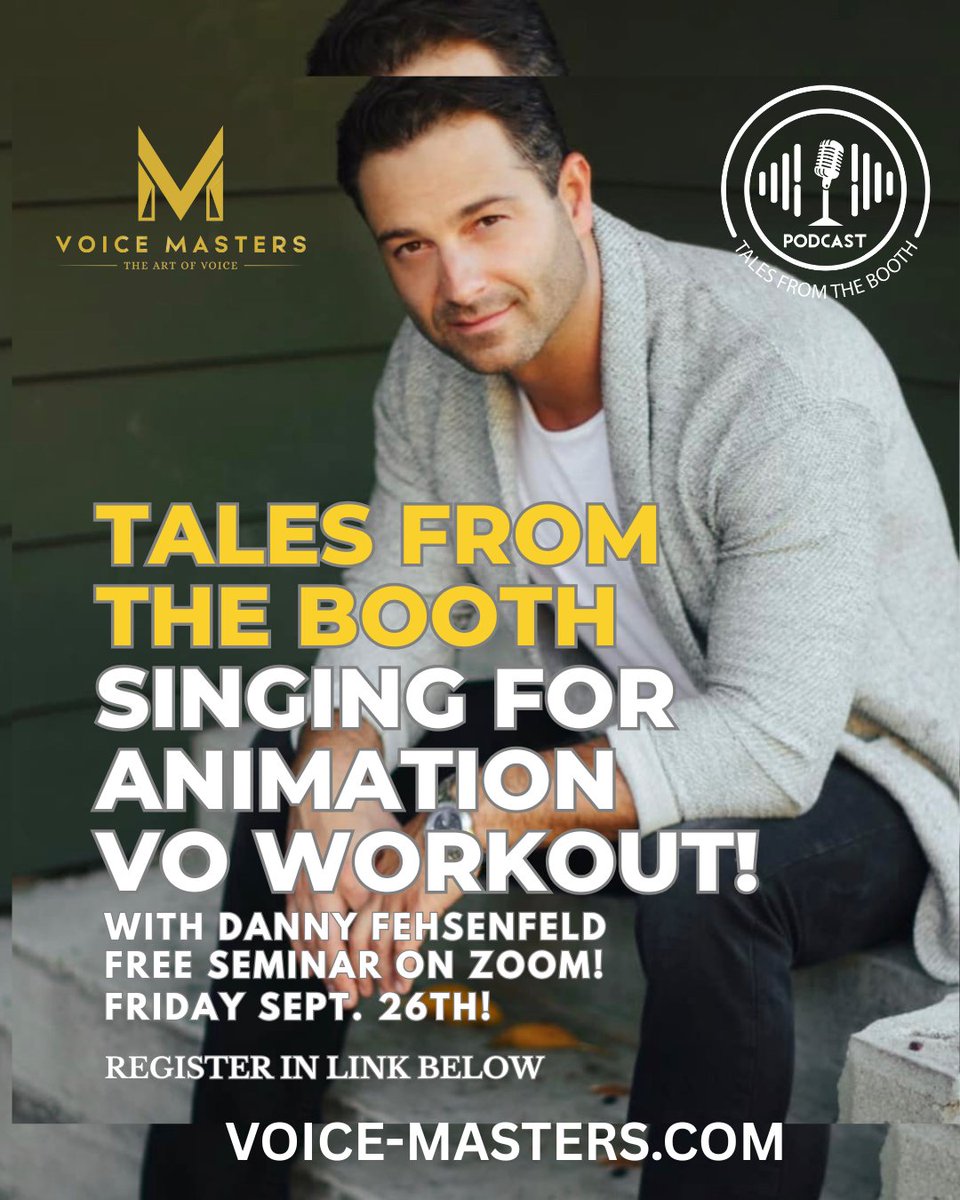 VOMasters's tweet image. 🎤 The original SINGING FOR ANIMATION workout room is back!
📅 Friday 9/26 12pm PST
🔗ZOOM LINK - bit.ly/TALESFROMTHEBO…
#VoiceMasters #TalesFromTheBooth #AnimationVO #SingingForAnimation #AuditionConfidence