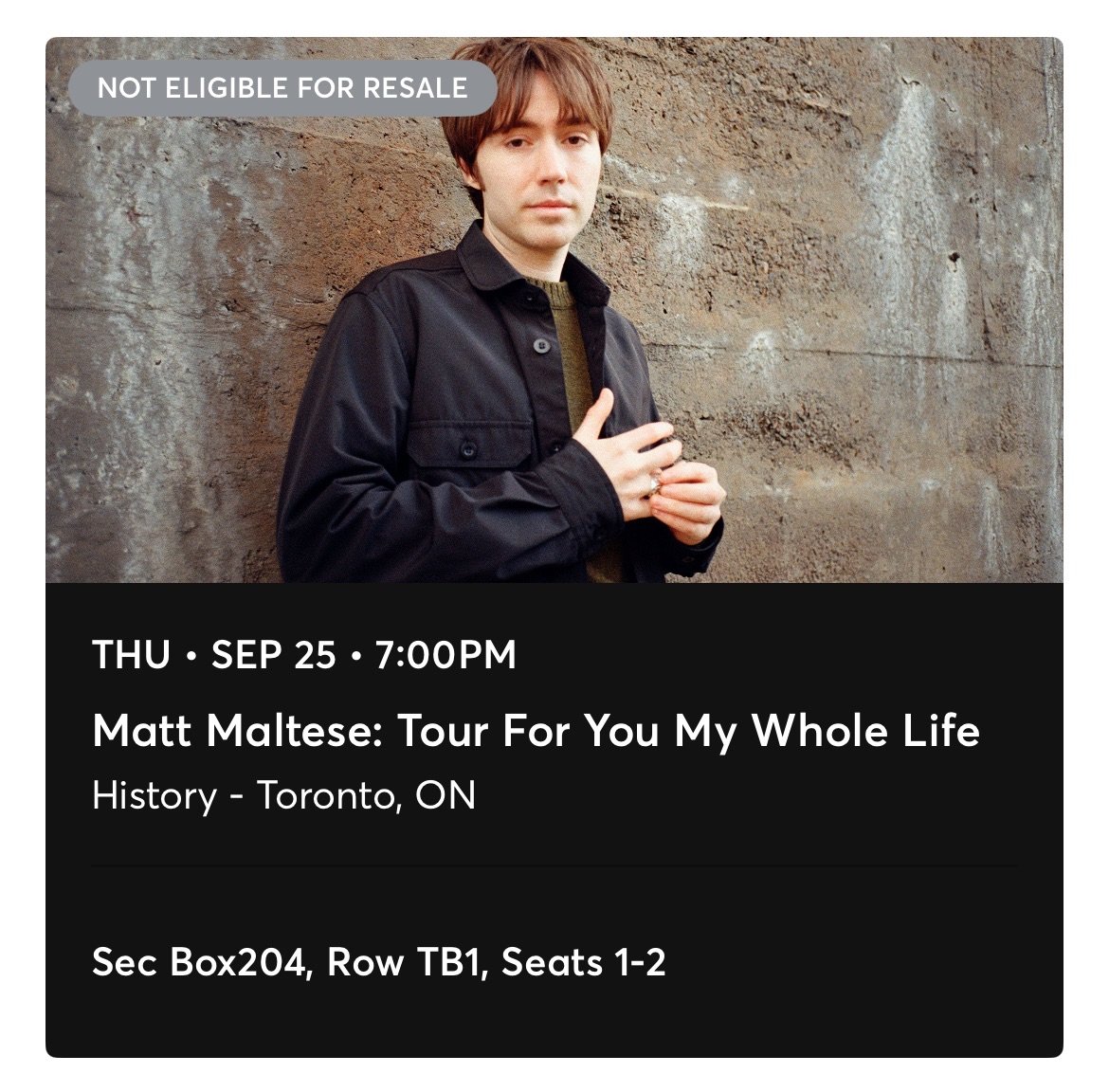 Hey everyone likes and rts appreciated. My girlfriend has tickets for this Matt Maltese concert tonight. Hmu if ur interested, we gotta get rid of em for tonight.