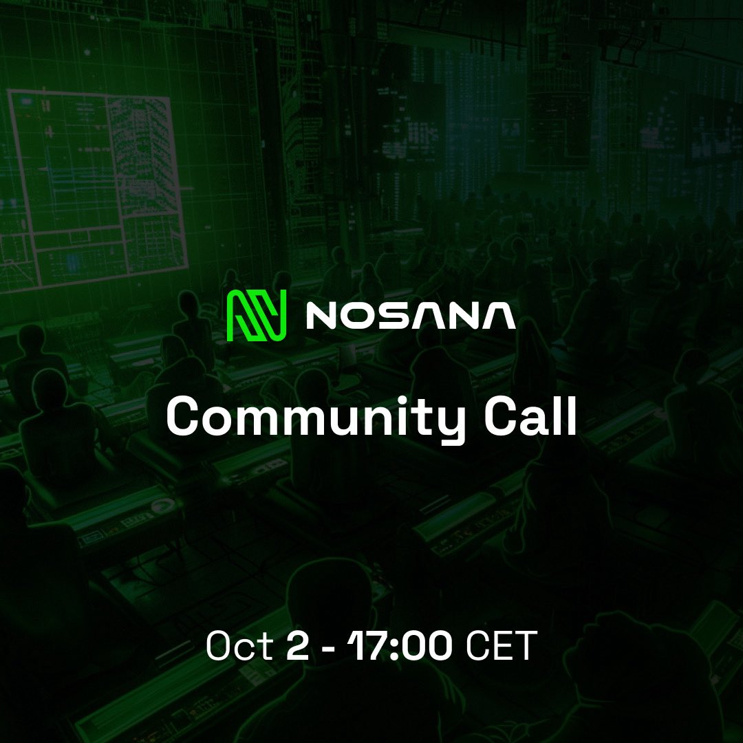 September Community Call 🗣️

Join us on Oct 2nd at 5PM CET.
We’ll go through the latest updates and share what’s ahead. 

Always a good chance to connect with the Nosana community 💚

See you on Discord: discord.com/invite/nosana-…