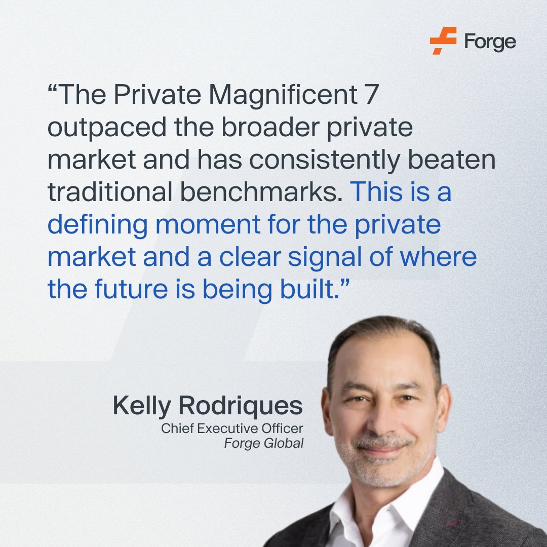 Representing over $1T in combined value, the 2025 edition of the Private Magnificent 7 is here.

This year’s refreshed list features a sharper focus on #AI, with <a href="/AnthropicAI/">Anthropic</a>, <a href="/xai/">xAI</a>, and Anduril joining <a href="/OpenAI/">OpenAI</a>, <a href="/databricks/">Databricks</a>, SpaceX, and <a href="/stripe/">Stripe</a>.

Read more: forgeglobal.com/press-releases…