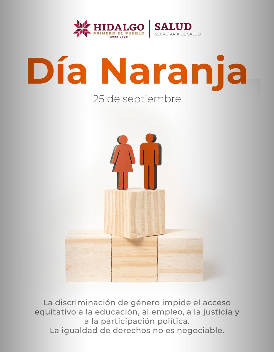 Salud_Hidalgo's tweet image. 🗓️ 25 de septiembre | Día Naranja 🧡

Recordemos la importancia de prevenir la violencia contra mujeres y niñas. Una sociedad justa se construye con respeto e igualdad.

#PrimeroTuSalud #PrimeroElPueblo