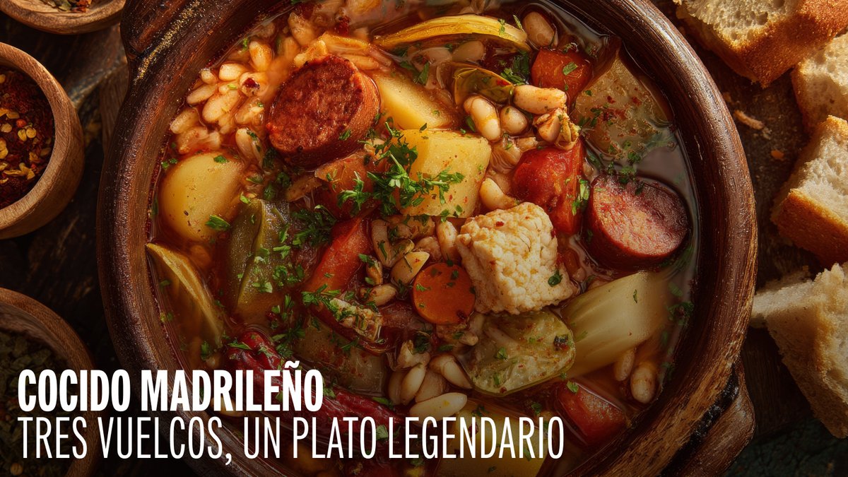 EspanaEnLatam's tweet image. Así se sirve el cocido madrileño:
🥣 1° sopa,
🥬 2° verduras y garbanzos,
🥩 3° carnes.
Tres vuelcos, una tradición que sabe a hogar ❤️

#VisitaEspaña #España #Madrid #GastronomíaEnEspaña #SaboresDeEspaña
