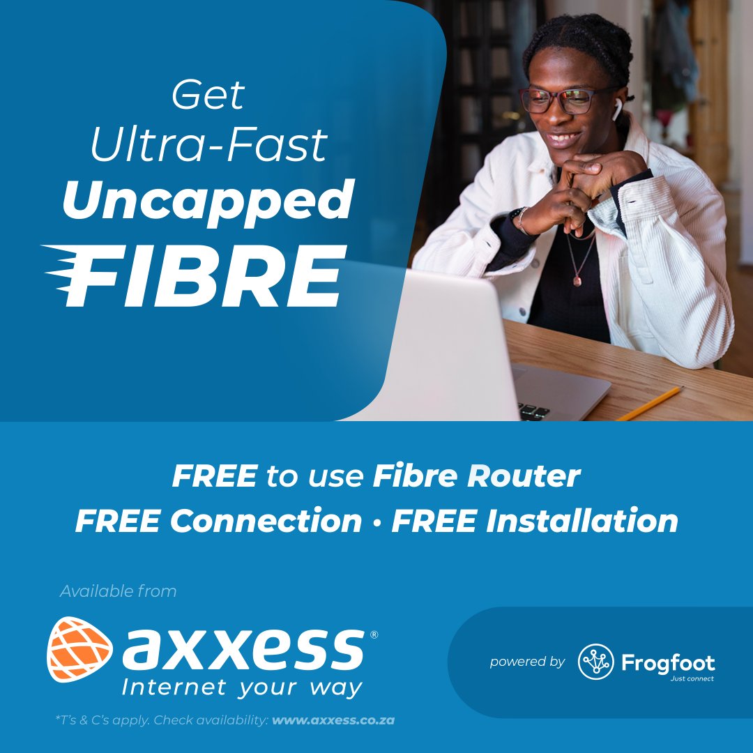 🚀 Endless entertainment with <a href="/AxxessInternet/">AXXESS</a>! 🎥🍿 Only R620/month – stream, game &amp; binge with no limits. 😁  axxess.co.za/fibre/provider…
#AxxessInternet #Fibre #Uncapped #Frogfoot