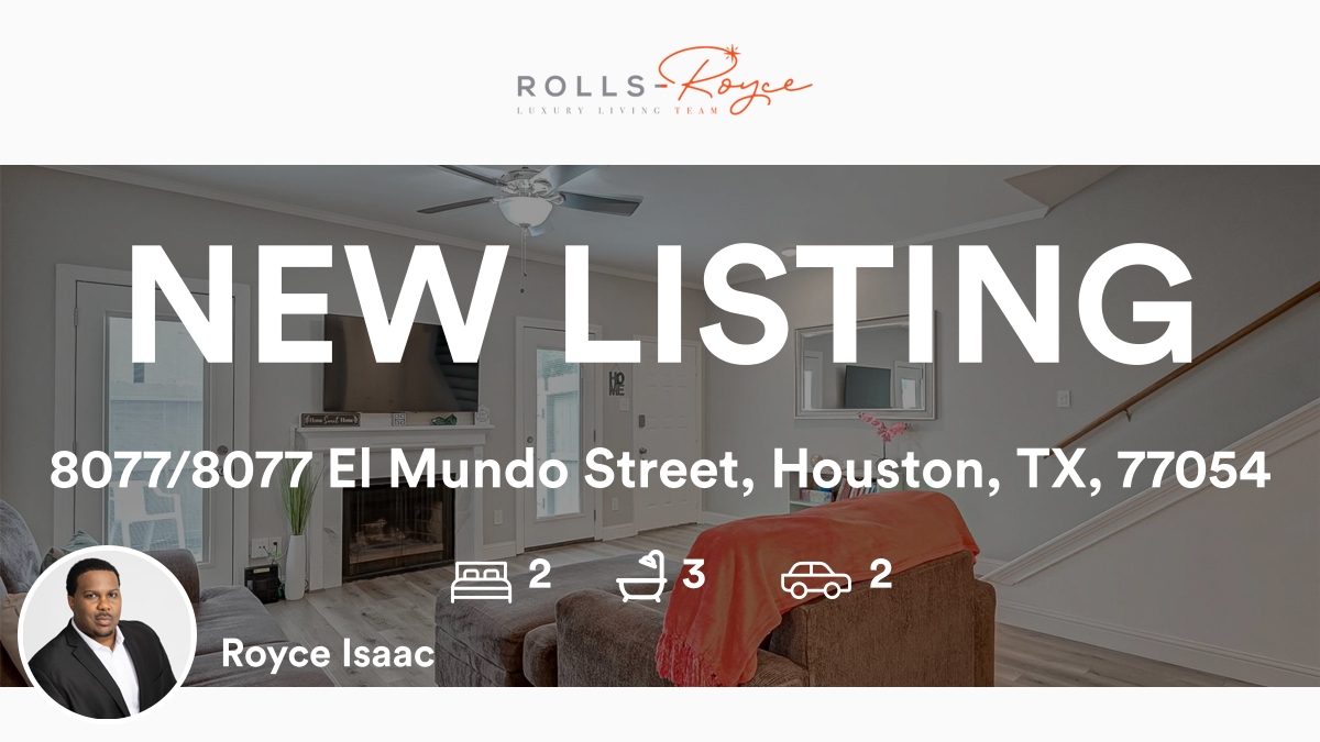 RollsTheRealtor's tweet photo. Houston🛌 2 🛀 3 🚘 2
📍 8077/8077 El Mundo Street, Houston, TX, 77054

My latest listing on RateMyAgent.

https://t.co/zK6Posk4d5

#RollsRoyceLuxuryLivingTeam #HoustonTexasLiving #RollsRoyceLuxuryLiving #MovemetoHouston #Houstonrealtor #houstonrealestate #forsale https://t.co/gDQ3Dx6YTp