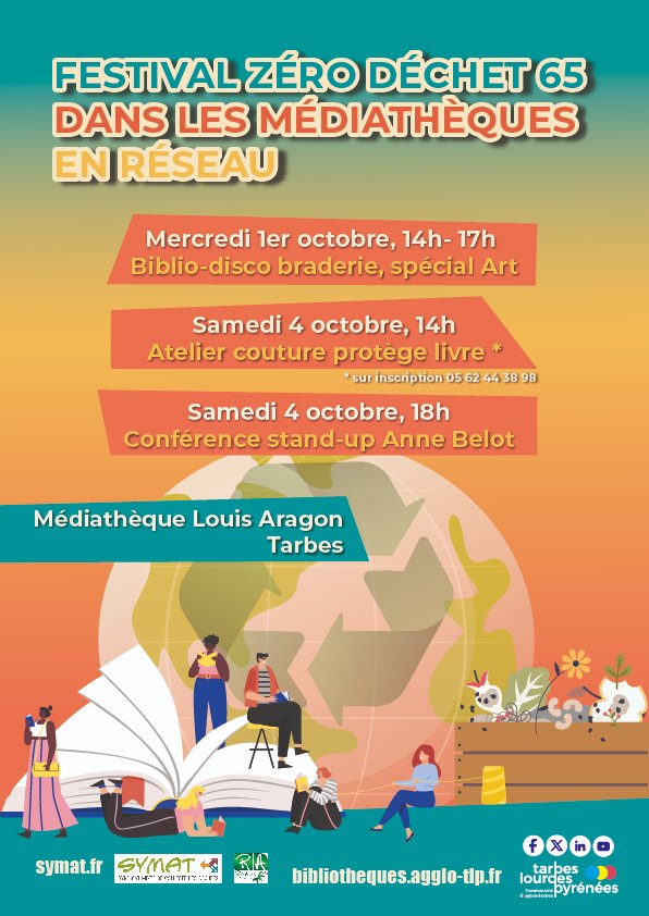Le mercredi 1er octobre, à 14h à la médiathèque Louis Aragon de Tarbes, venez participer à la vente de livres d’Art et de Cds à tout petits prix, en collaboration avec Récup’Action dans le cadre du festival zéro déchet.