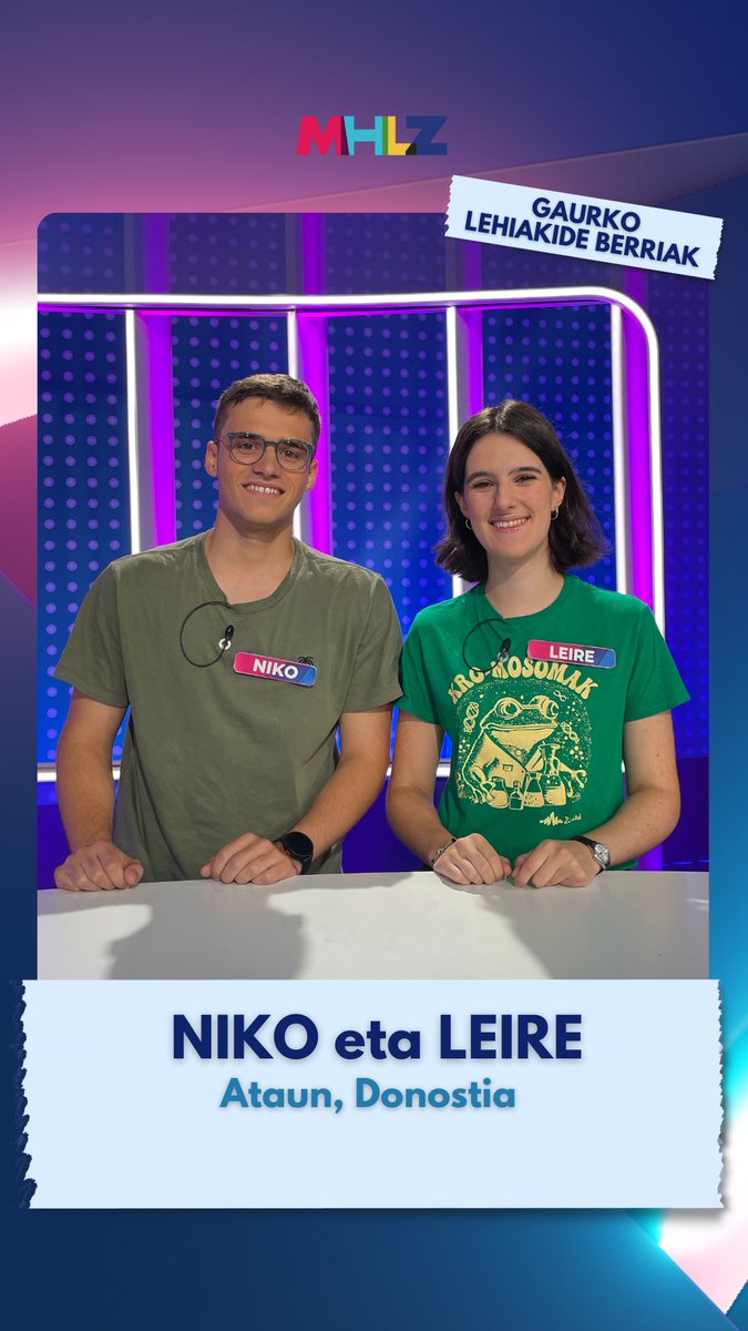 mihiluze_eitb's tweet photo. Gaurko lehiakide berriak!!!
Aupa bikote👏🏻👏🏻👏🏻 https://t.co/CW7hXDTTVQ