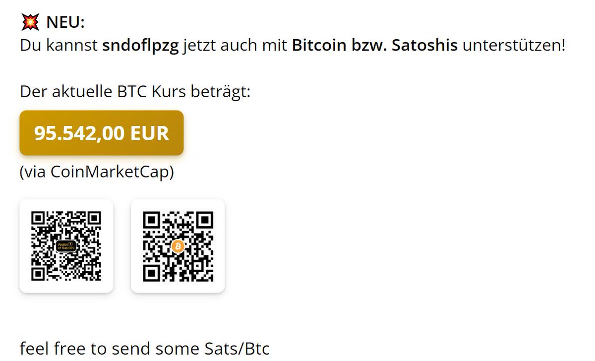 💥 website update 

you can now support w/ 🪙₿ via sndoflpzg.de