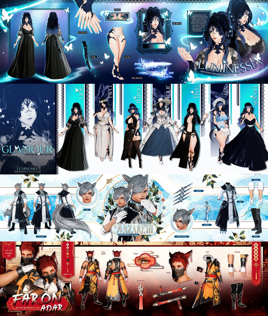 atelieryao's tweet image. ✦ . ── CMs!

This year&apos;s Ref Sheet comms!! Thanks to everyone here for trusting me with their babies ❤️

#GPOSER • #charactersheets • #refsheets