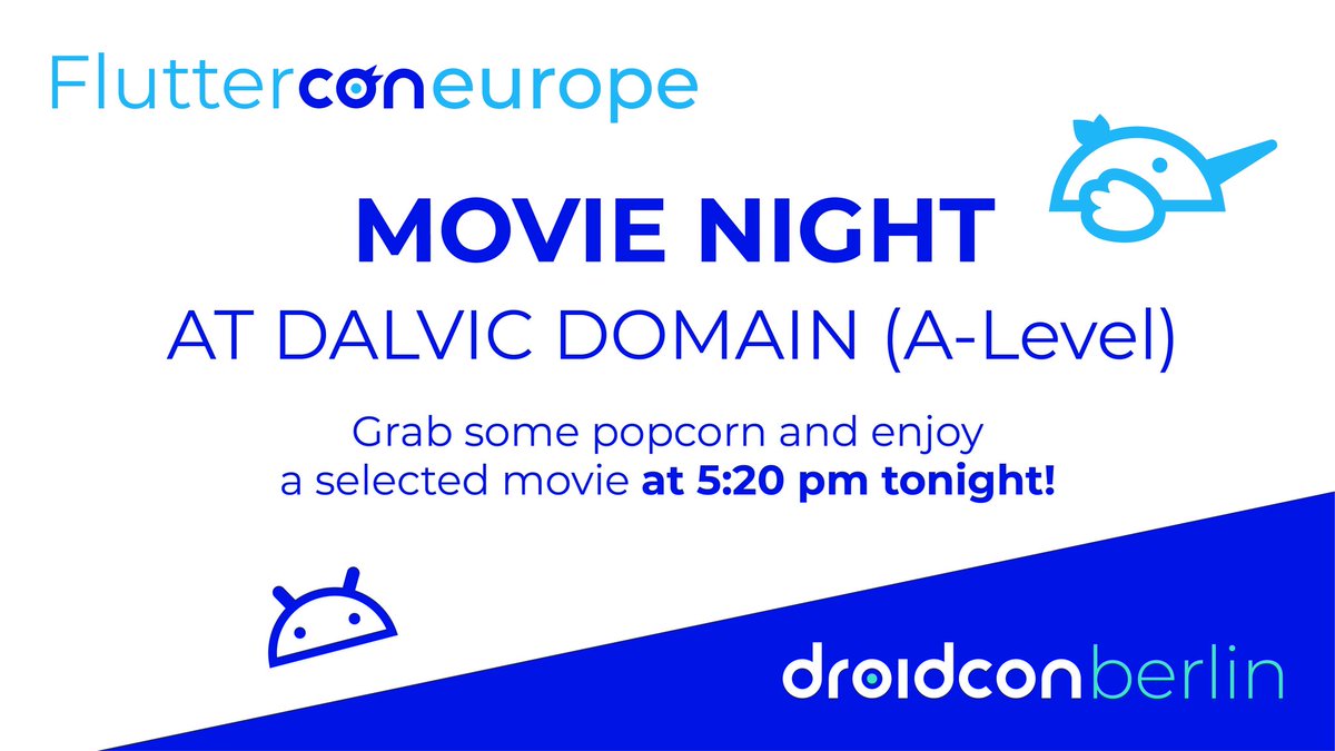 droidconBerlin's tweet image. Stick around after the #dcbln25 talks! We’re hosting a movie night 🎥 chat to your fellow #AndroidDevs, munch on some popcorn, &amp;amp; watch a movie classic!