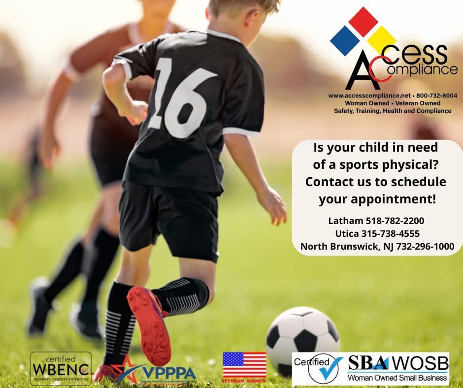 Is your child in need of a sports physical? Contact us to schedule your appointment!

518-782-2200 ; info@accesscompliance.net