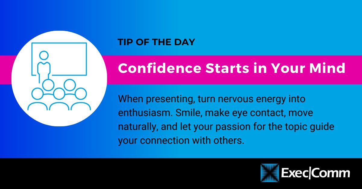 Feeling nervous before a presentation? You’re not alone. Public speaking is tough, but it’s a skill you can master. 

Join Exec|Comm’s Presenting with Impact workshop to build confidence &amp; engage your audience.

Register: ow.ly/1qj150X0WZM

#PublicSpeaking #ExecComm
