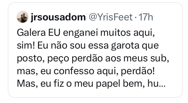 Vi ontem mas já apagaram. 
Entretanto, eu não julgo ele não KKKKKKKKKKKKKKKK

Tem muitos que merecem se foder mesmo. Tem que tratar assim, fazer de otario. 

Ele fez o cash dele nas custas dos GADO 🐮