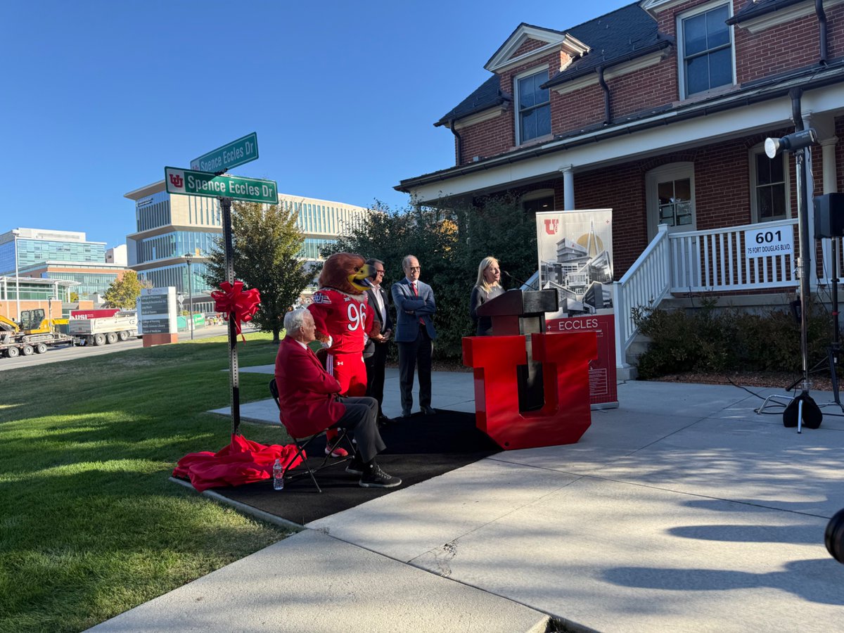 The new Spence Eccles Drive is located in front of new medical school, also named after him. His generosity to the U will have profound impact for generations. <a href="/UofUMedicine/">Spencer Fox Eccles School of Medicine</a> <a href="/UUtah/">University of Utah</a> <a href="/UofUHealth/">University of Utah Health</a>