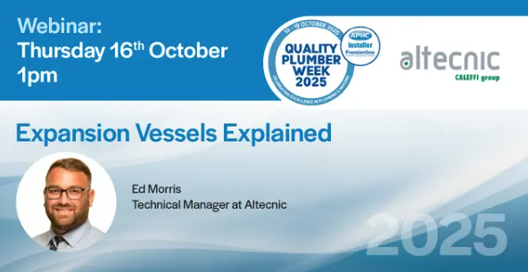 Free Webinar: Expansion Vessels Explained

📅Thursday 16 October, 1pm - Ed Morris, Technical Manager at <a href="/Altecnic/">Altecnic</a> 

This session will give you the tools to deliver safer, more efficient, and fully compliant solutions.

Register: zurl.co/424Zg