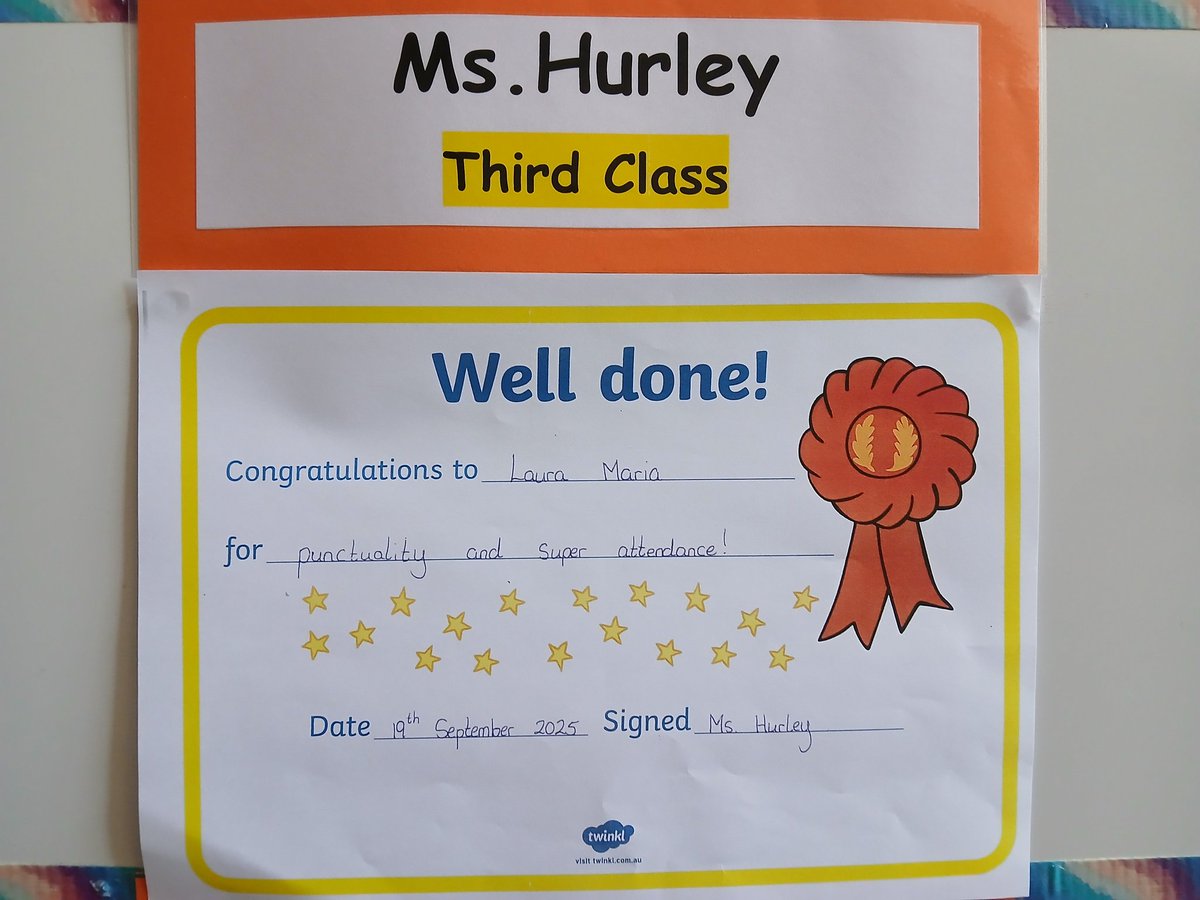 Congratulations to last week's #shininglights <a href="/TogherGirls/">Togher Girls' National School</a>
The focus was on recognising pupils who showed amazing commitment to ensuring they were in school each and every day at 10 to 9. 
#amberflag #hscl #attendance #punctuality #togher <a href="/Education_Ire/">Department of Education and Youth</a>
