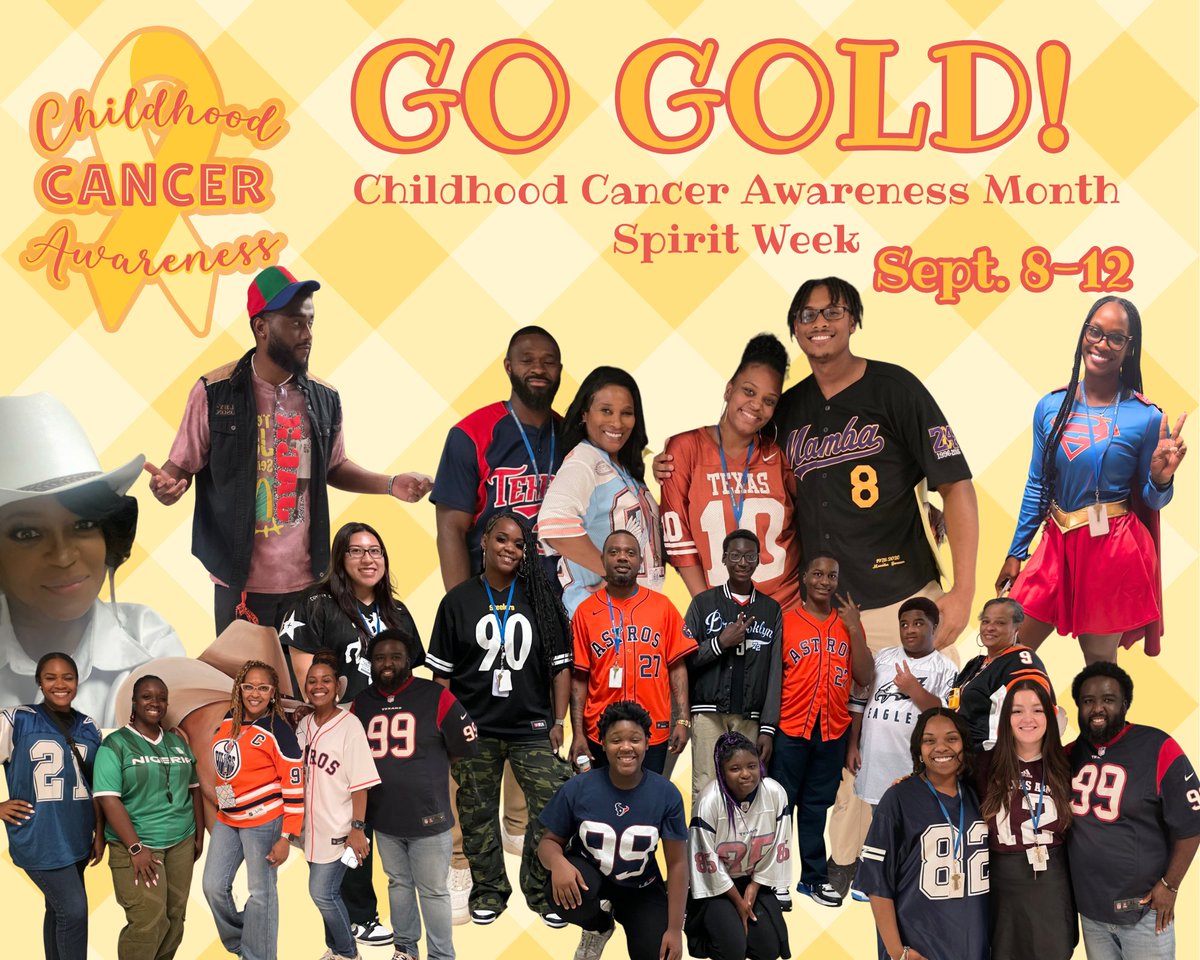 Late post!
Thank you to everyone who participated in making our Go Gold! Cancer Awareness Spirit Week shine bright! 
<a href="/Welch_WolfPack/">Welch MS - HISD</a> 
#WMSPride #WolfPack #ChildhoodCancerAwareness