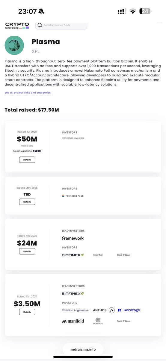 Plasma <a href="/PlasmaFDN/">PlasmaFDN</a> 结束了 下一个会是usdai <a href="/USDai_Official/">USD.AI | Public Launch is Live</a> 吗🤔，xpl已卖飞，既然卖飞就不纠结了，该去找下一个plasma了，都是 <a href="/hiFramework/">Framework Ventures</a> 领投孵化的项目。

虽然都是framework孵化的项目，usdai多拿到了一轮yzilabs的投资。目前币安投资的稳定币项目 tvl够高的，几乎毫无例外的都是首发ba。
