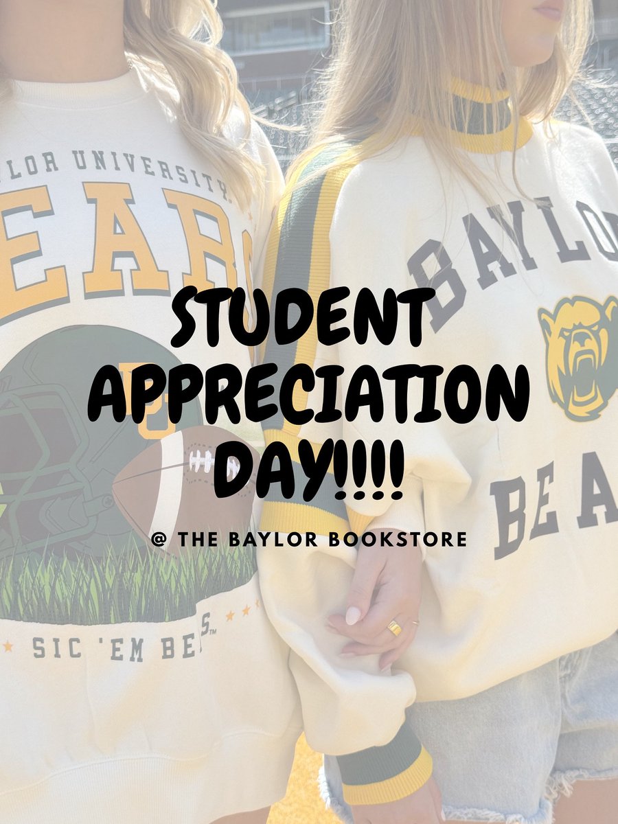 🎉 It’s Student Appreciation Day! 🎉

Come by the bookstore for giveaways, raffle prizes, and special sales!
✨ Raffles will be announced at 10:30, 11:30, and 4:30 — but remember, you must be present to win!

Don’t miss out — we can’t wait to see you! 📚💛