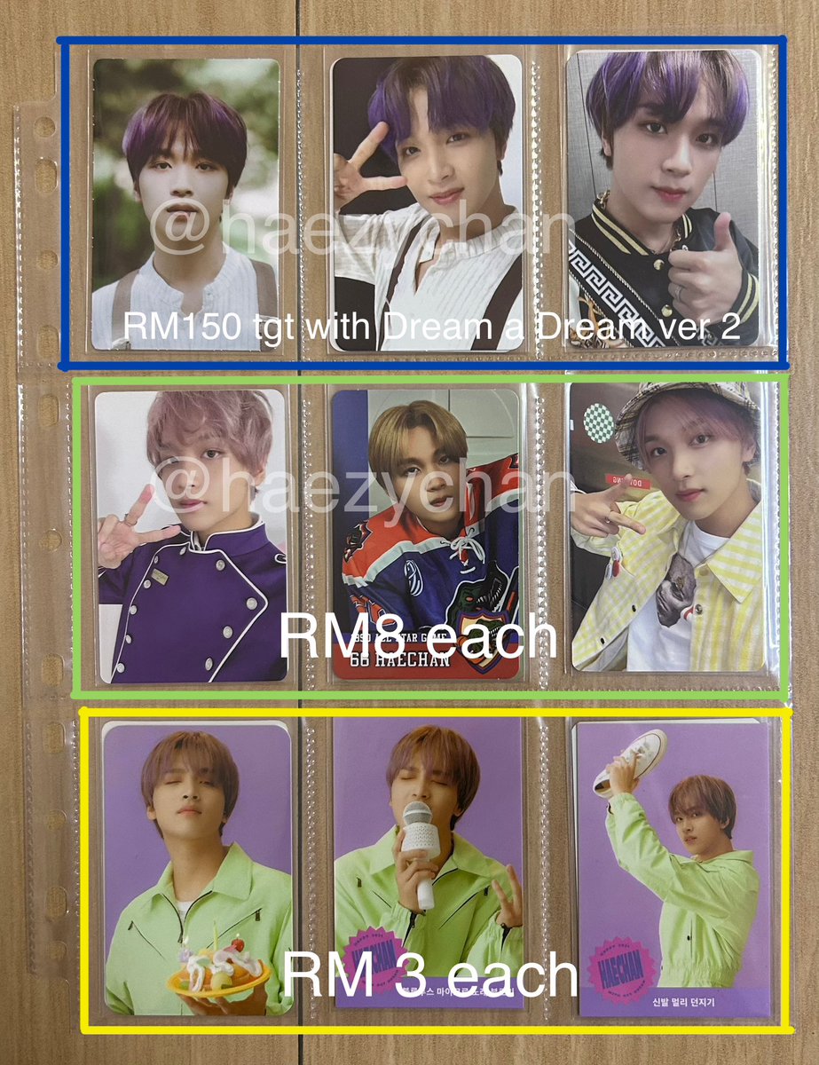 [WTS🇲🇾] On-hand
Haechan official photocards
Price in pic excl local postage only
🚚 RM8 WM || RM15 EM
DM if interested!🐻💚
#pasarnct #pasarNCTmy <a href="/pasarNCTmy/">(ia) NCT MY 🇲🇾🍉🇵🇸</a> <a href="/pasarNCT/">read 📌 before mention/dm</a>