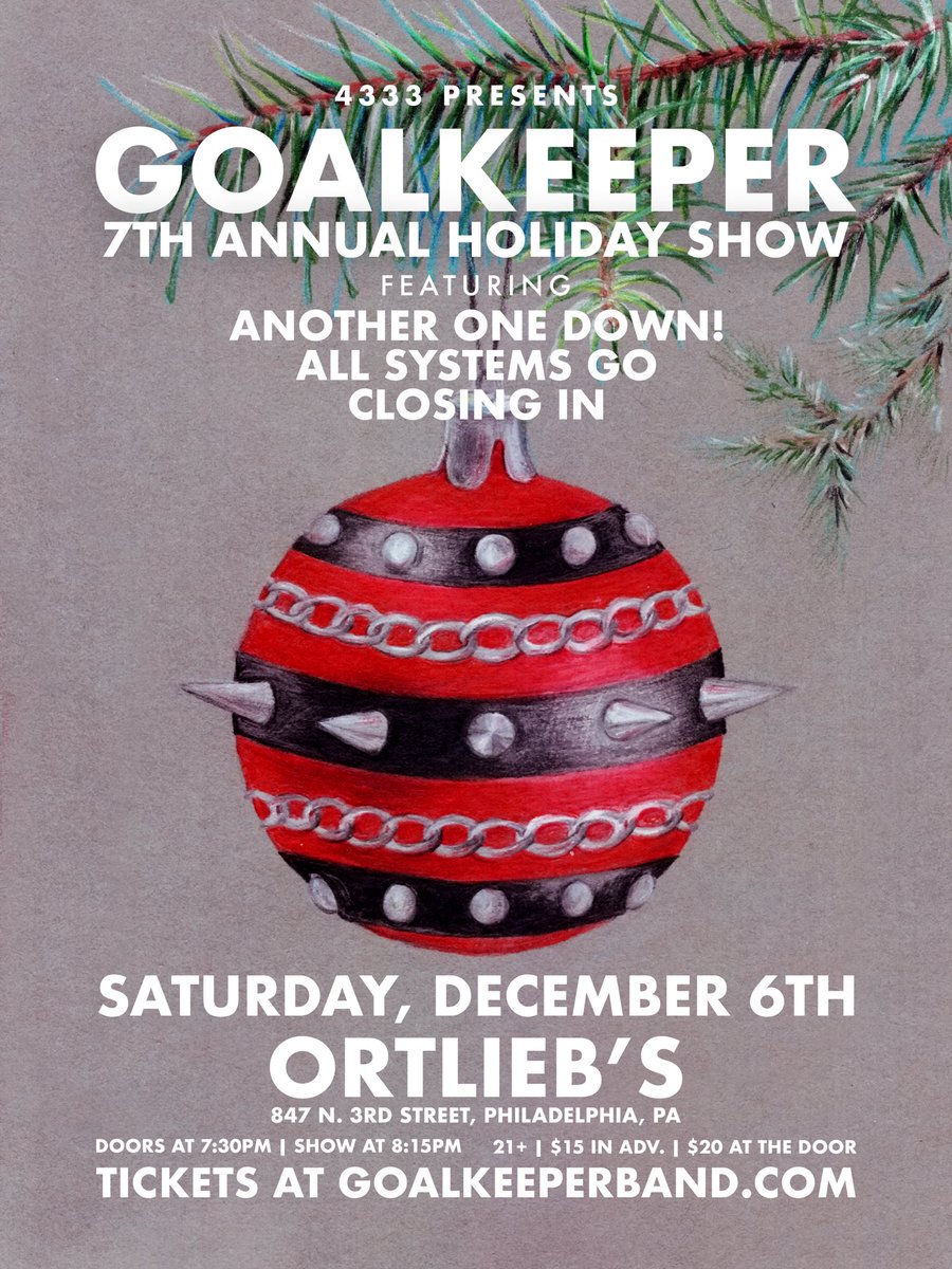 🎁 GK HOLIDAY SHOW 2025 🎁
ft <a href="/AnotherOneDown_/">Another One Down!</a>, <a href="/allsystemsgoNJ/">All Systems Go</a> &amp; <a href="/closinginhc/">Closing In</a> on 12/6 at Ortliebs 🔥
100 or so ticket available for this show
get em while ya can • goalkeeperband.com