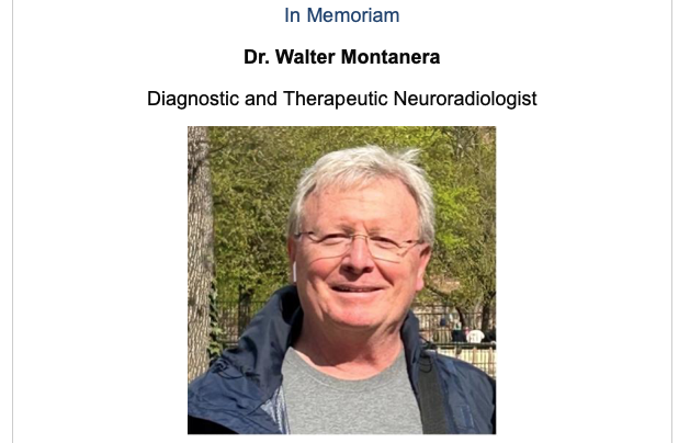 oarinfo's tweet photo. It is with great sadness and profound respect that we inform Ontario radiologists of the passing of our highly respected colleague, Dr. Walter Montanera. Walter was a passionate patient advocate and pursued access to the best imaging technologies to benefit patients, their referring physicians and to permit his radiologist colleagues to provide leading edge diagnoses.

Read More: https://t.co/7s78tGUIjw