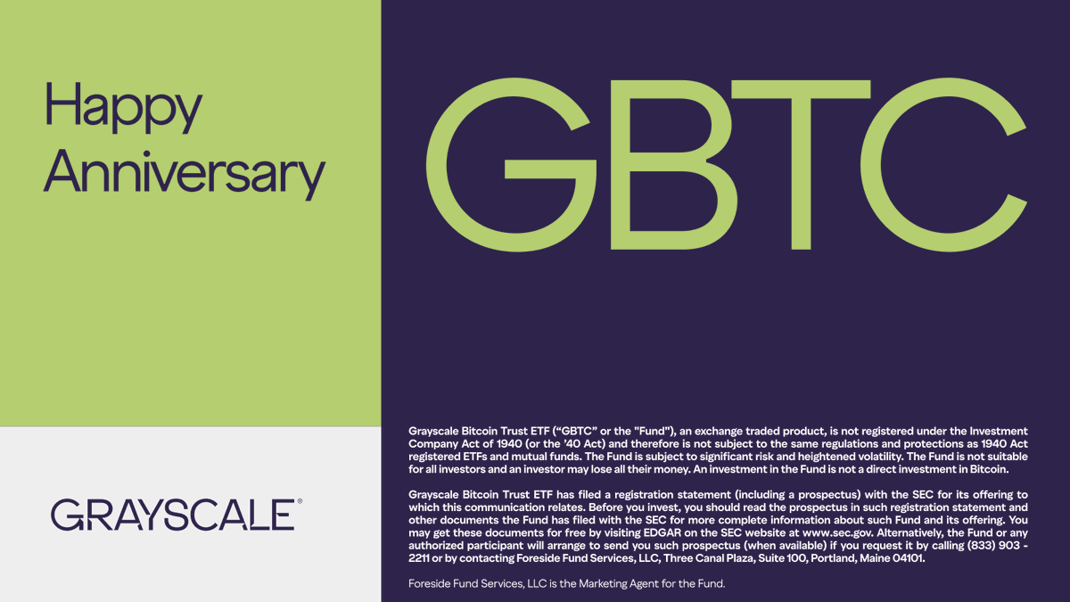Today marks 12 years since the launch of the Grayscale Bitcoin Trust  (ticker: $GBTC) — the first of its kind. As a pioneer that paved the way  for digital asset investment vehicles, $
