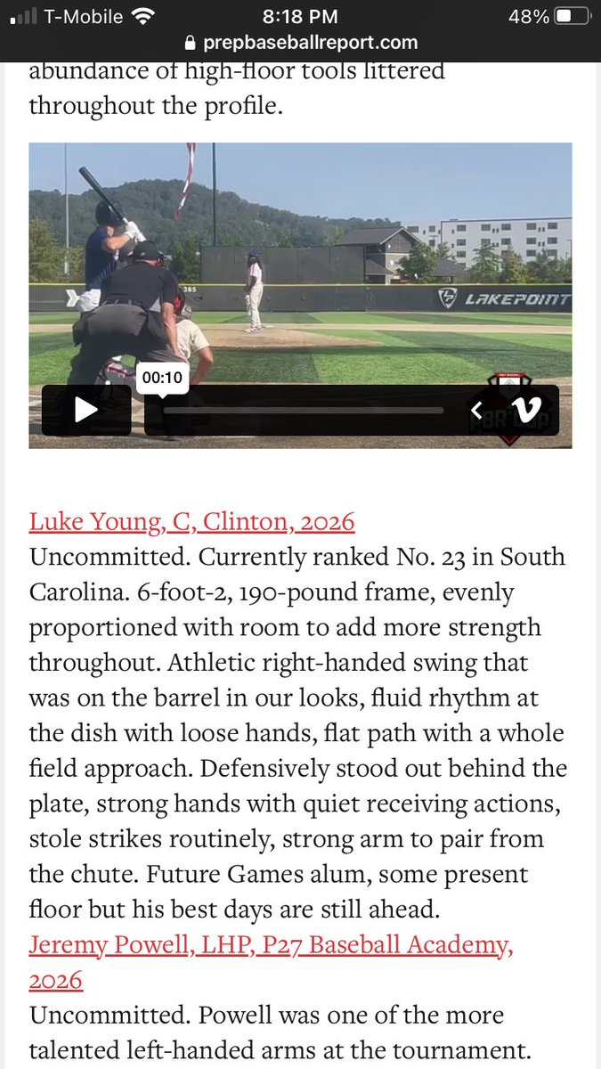Thank you <a href="/PrepBaseballGA/">Prep Baseball Georgia</a> for the shoutout. 
<a href="/PrepBaseball_SC/">Prep Baseball South Carolina</a> 
<a href="/ClintonBSBL/">Clinton Baseball</a> 
<a href="/cltbsblacademy/">CBA BASEBALL ORG. BALTIMORE ORIOLES SCOUT TEAM</a>
