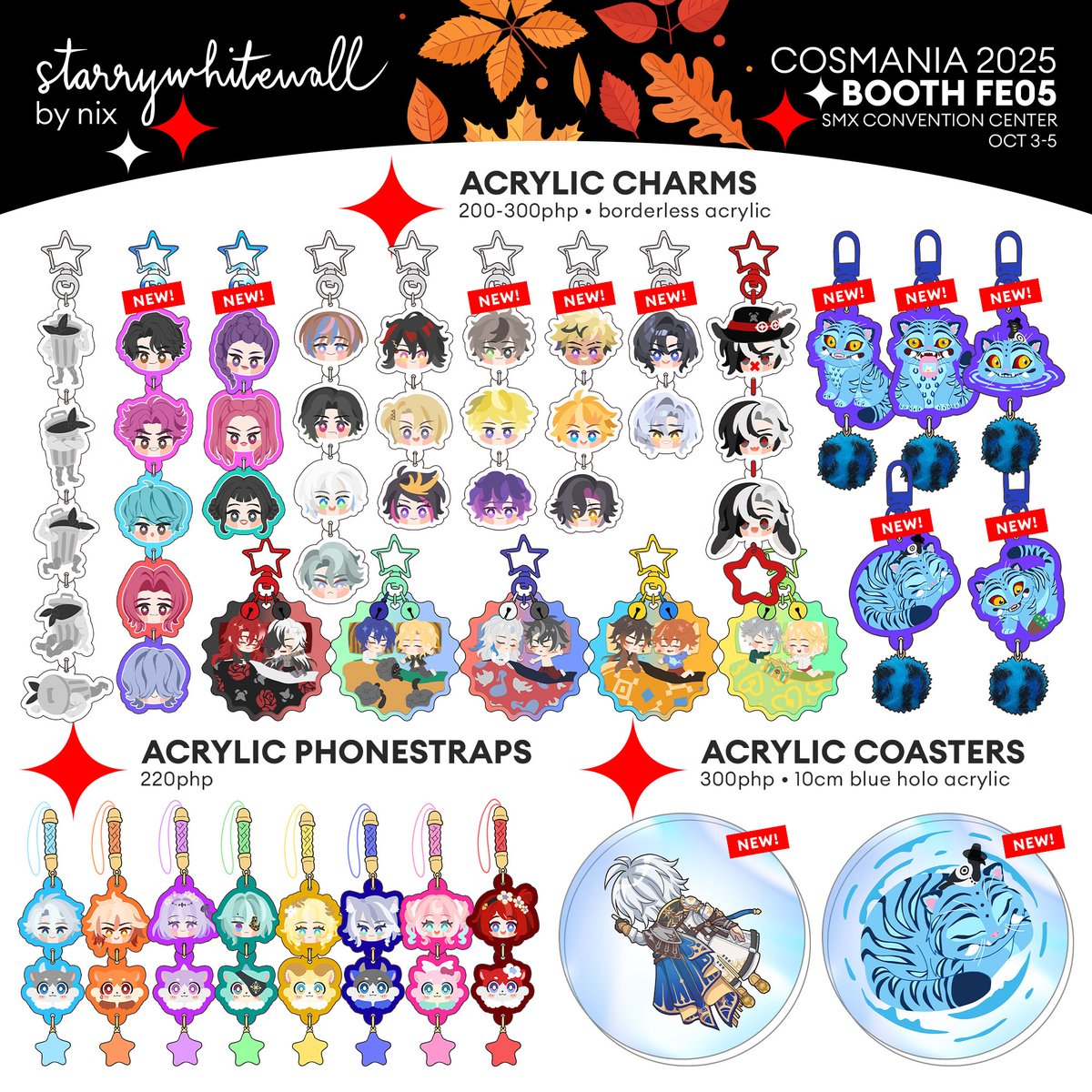 ⭐️RT⭐️ (1/3)

Biggest catalog yet for #Cosmania2025! 😳 Please drop by if you can! DM for reservations, open til Oct 1.

✨ Phaidei, Bkdk, KPDH, Genshin, HSR, vtubers, originals
📍 Booth FE05, SMX Convention Center, Oct 3-5

#FanfairatCosplayMania2025