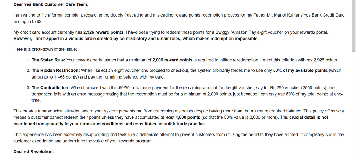 iKaranKapoor's tweet image. Hey @YESBANK, pl fix your rewards system. It&apos;s so broken to the core that I have to shut my CC from next month.
We can&apos;t even redeem our rewards pts even after having threshold worth RPs in our account.
cc: @JaagoGrahak @ConsumerHelpBBR @yadysaurabh @RBI @DasShaktikanta 
Email SS