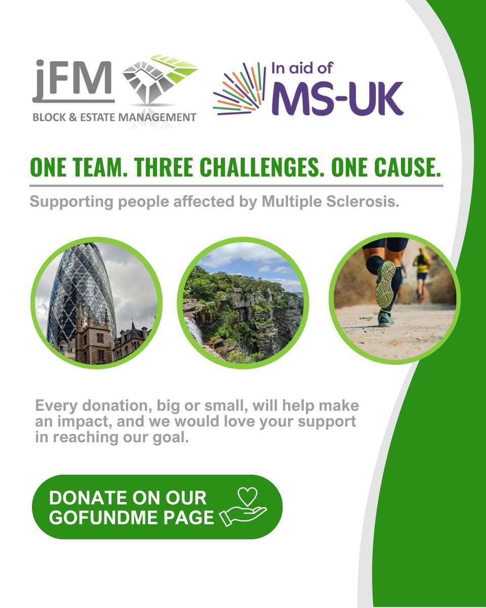 Our JFM team is taking on three big challenges, in Cape Town, Durban, and London, to raise funds for MS-UK, supporting people living with multiple sclerosis.

Donate Here: gofundme.com/f/the-msuk-tow…

#MultipleSclerosis #MSUK #MSAwareness